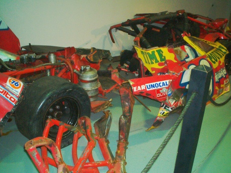 Michael Waltrip's car after crash at Bristol Motor Speedway