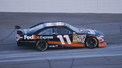 Denny Hamlin drives the #11 FedEx Toyota